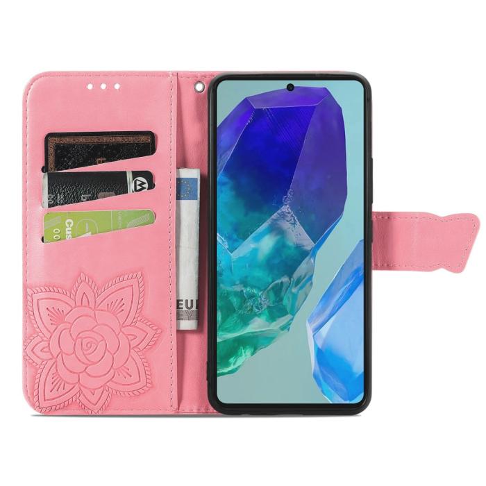 Bild 2,  Samsung Galaxy A16 Fodral Med Fjäril Tryck Rosa