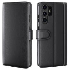  Samsung Galaxy S24 Ultra Fodral Premium &Auml;kta L&auml;der Svart