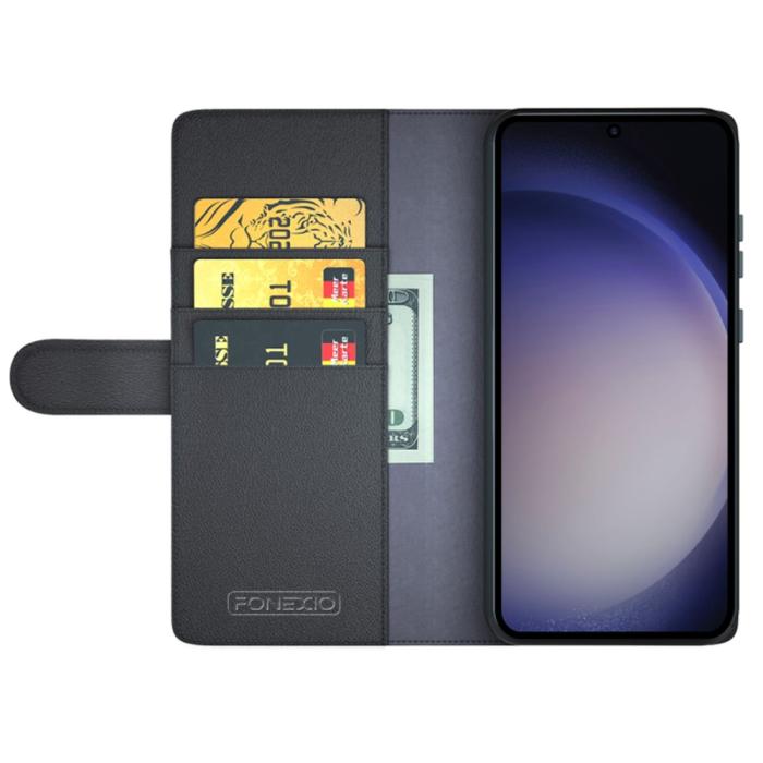 Bild 2,  Samsung Galaxy S24 Ultra Fodral Premium Äkta Läder Svart