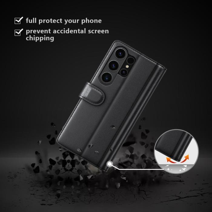 Bild 4,  Samsung Galaxy S24 Ultra Fodral Premium Äkta Läder Svart