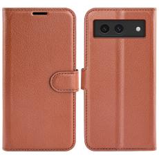  Google Pixel 8A Litchi L&auml;der Fodral Brun