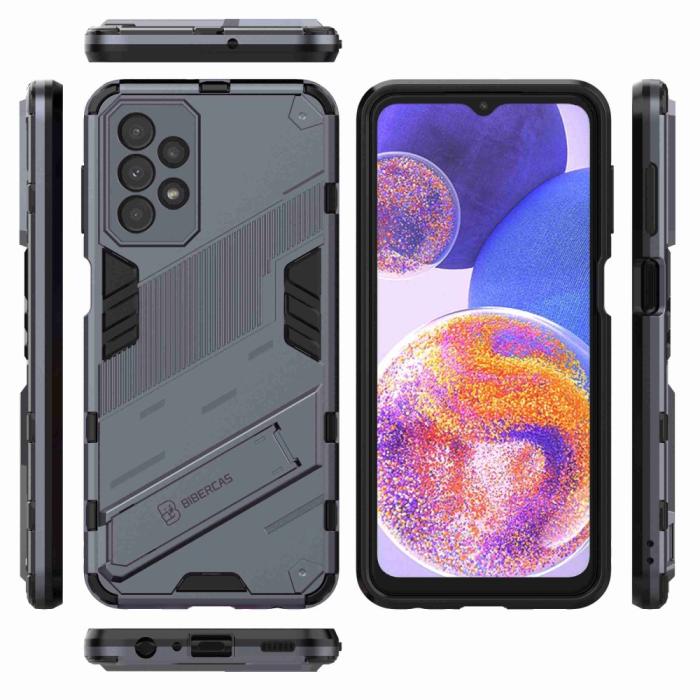 Bild 5,  Samsung Galaxy A23 5G Skal Shockproof Hybrid Kickstand Grå