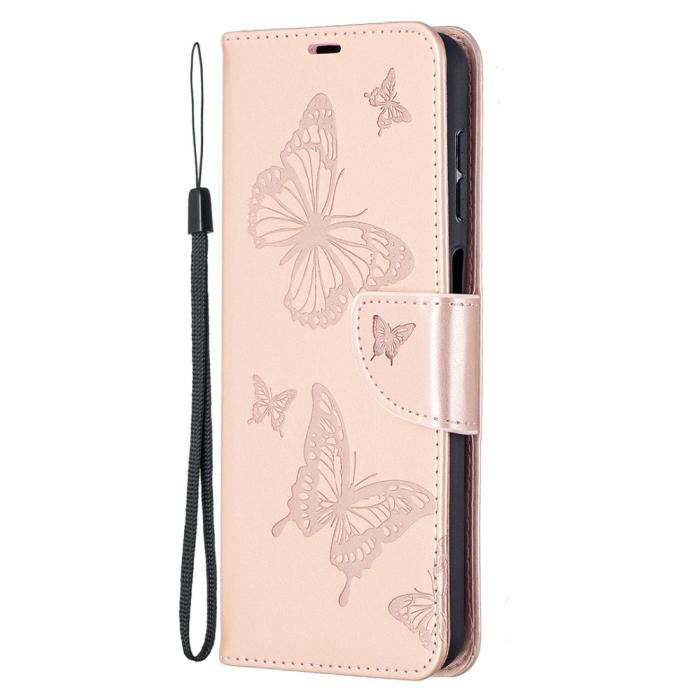 Bild 3,  Samsung Galaxy A12 - Butterfly Plånboksfodral - Roséguld
