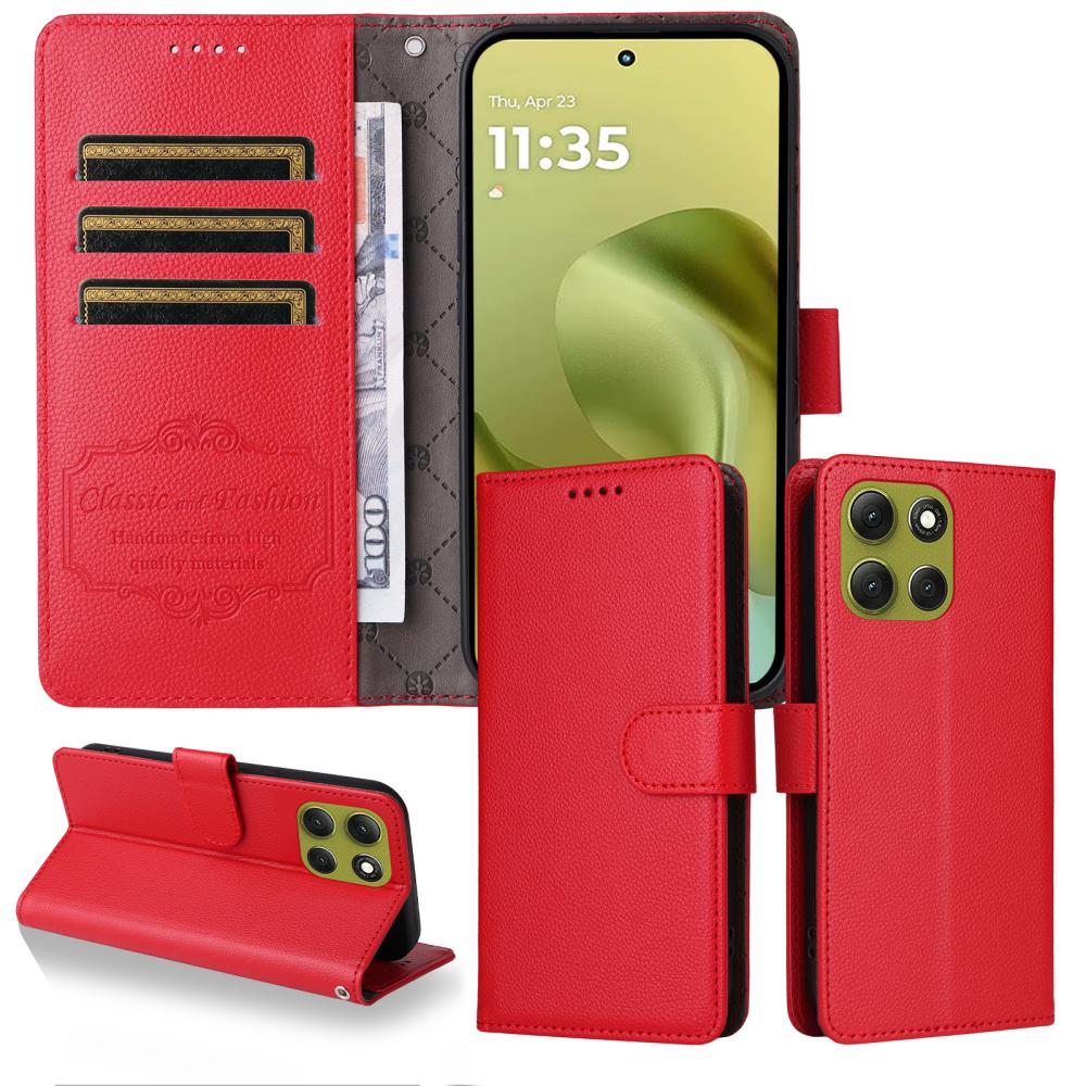  Motorola Moto G86 Power / G86 5G Fodral Läder Röd
