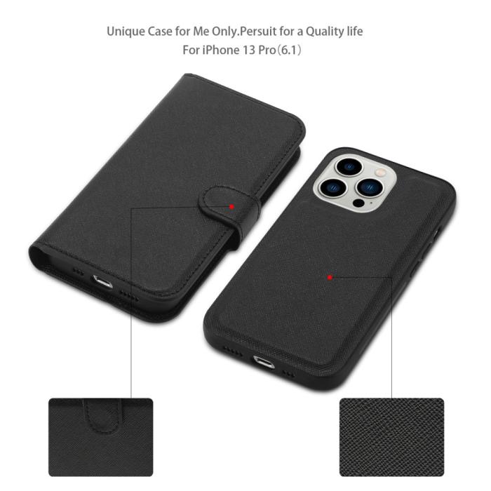 Bild 4,  iPhone 15 2in1 Magnet Fodral Kryss Struktur Svart