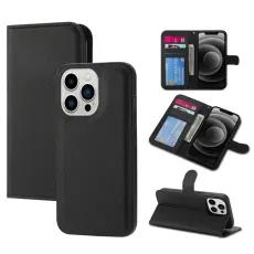  iPhone 15 2in1 Magnet Fodral Kryss Struktur Svart