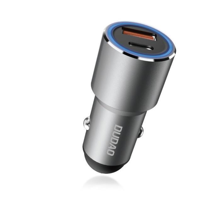 Bild 3, DUDAO Dudao 22.5W USB-C / USB-A QC PD Billaddare Snabbladdning Grå