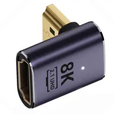  8K 60Hz 90&deg; Nedvinkel HDMI Hane - HDMI 2.1 Hona Adapter Bl&aring;