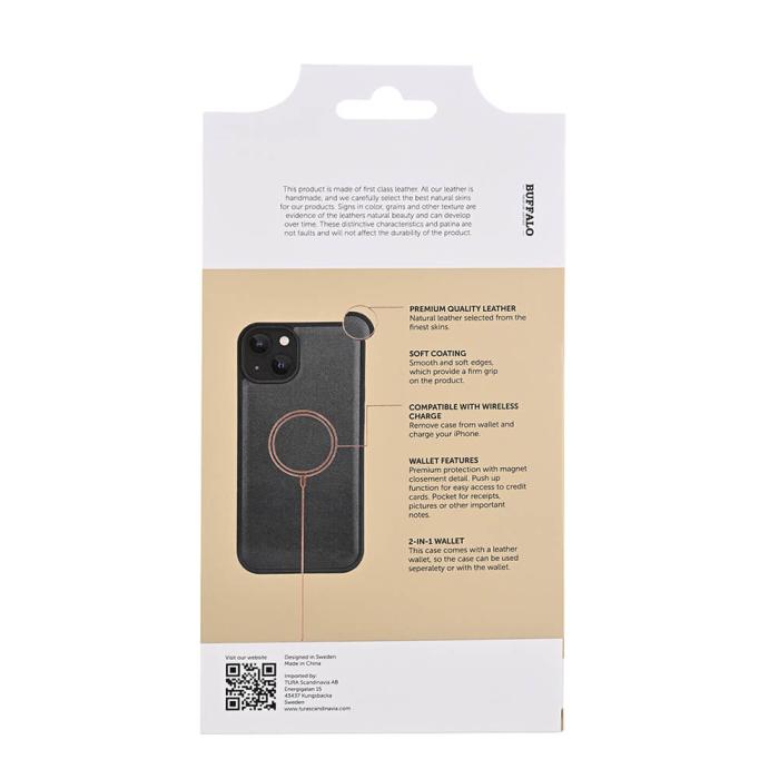 Bild 6, Buffalo Buffalo iPhone 15 Plus Fodral 2in1 Äkta Läder Svart