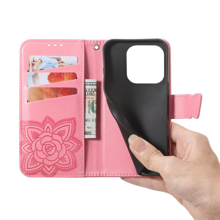 Bild 4,  Xiaomi 17 Fodral Läder Fjäril Rosa