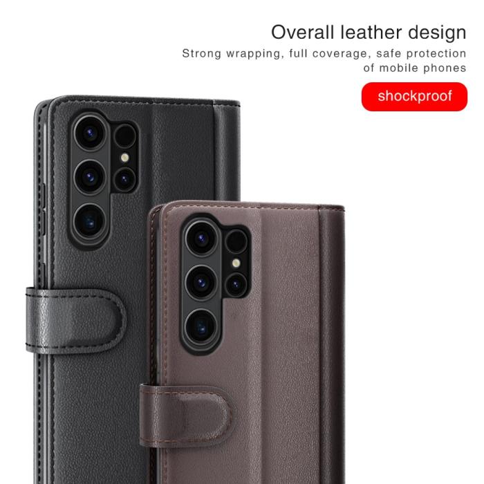 Bild 5,  Samsung Galaxy S24 Ultra Fodral Premium Äkta Läder Brun