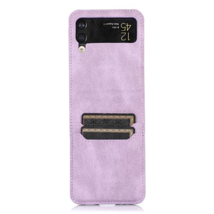 Bild 2,  Samsung Galaxy Z Flip 4 Skal Läder Kortfack Lila