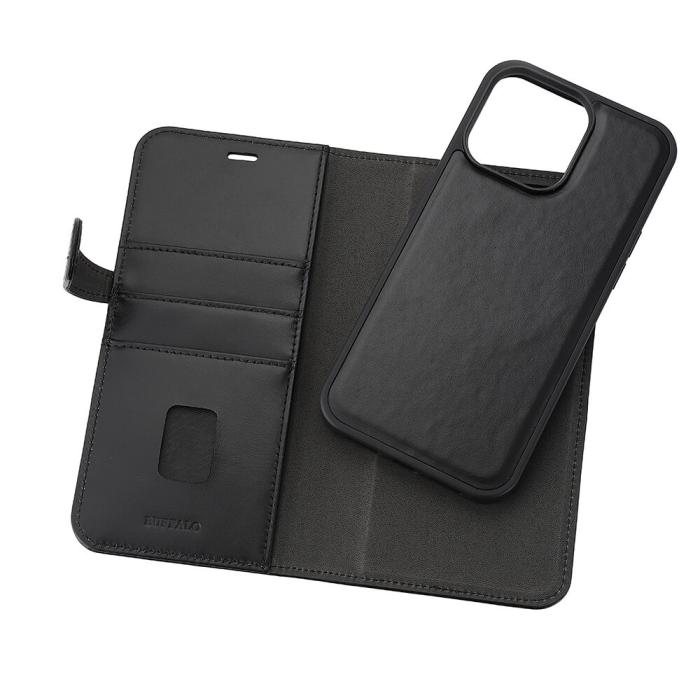 Bild 5, Buffalo Buffalo iPhone 15 Pro Max Fodral 2in1 Äkta Läder Svart