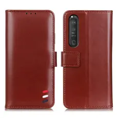  Sony Xperia 1 III - Tri-Color L&auml;der Fodral - Brun