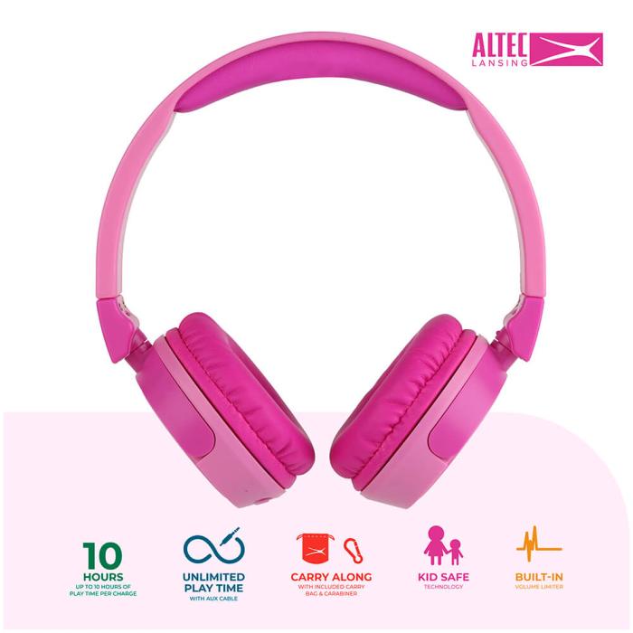 Bild 5, ALTEC LANSING Altec Lansing Trådlösa Barnhörlurar 2in1 On-Ear Rosa