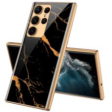 GKK GKK Galaxy S24 Ultra Skal H&auml;rdat Glas Electroplate Marmor Svart