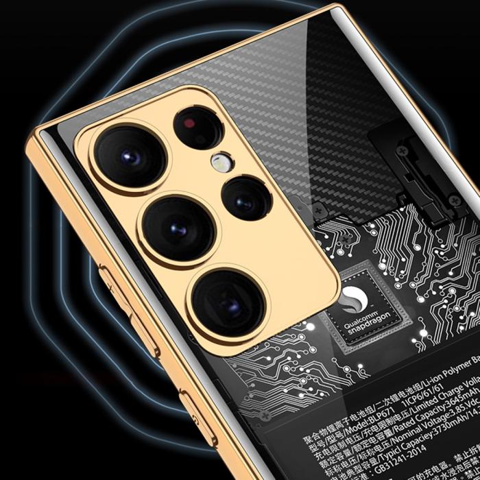 Bild 3, GKK GKK Galaxy S24 Ultra Skal Härdat Glas Electroplate Marmor Svart
