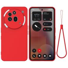  Nothing Phone 3a Pro Skal Liquid Silikon Med Strap R&ouml;d