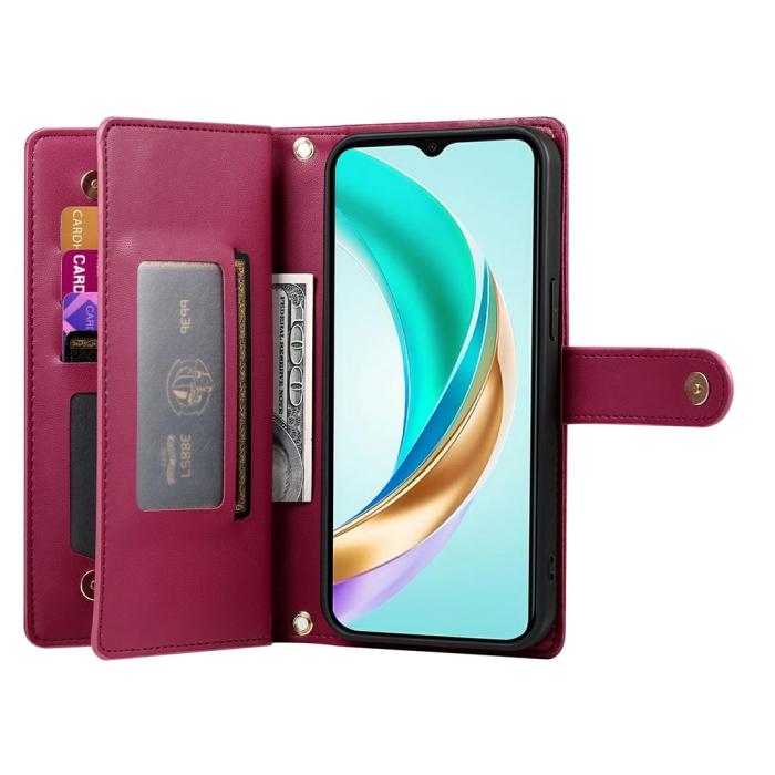 Bild 2,  Honor 400 Lite Fodral Multifunktionellt Läder Röd