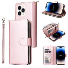  iPhone 14 Pro Fodral 9-Kort Multifunktionell Ros&eacute;guld
