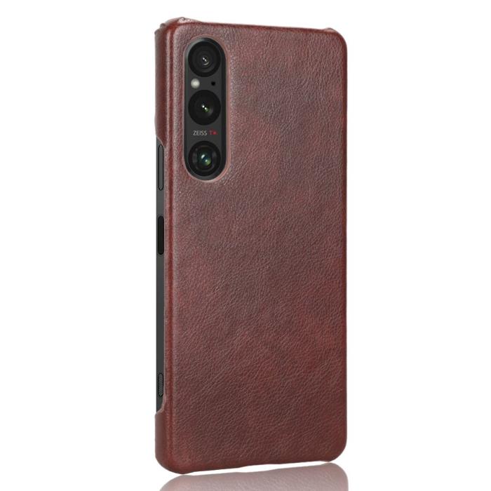 Bild 2,  Sony Xperia 1 V Skal Slim Läder Brun