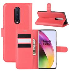  OnePlus 8 - Litchi Pl&aring;nboksfodral - R&ouml;d