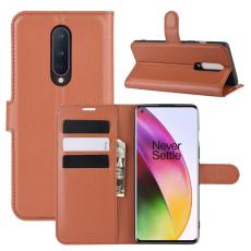 OnePlus 8 - Litchi Pl&aring;nboksfodral - Brun
