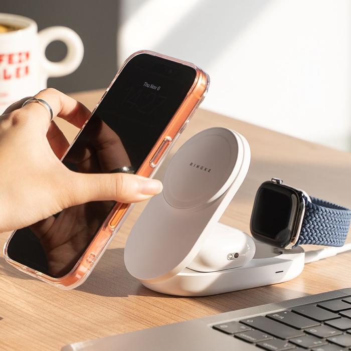 Bild 6, Ringke Ringke 25W 3in1 Trådlös Magnetisk MagSafe Laddare Vit