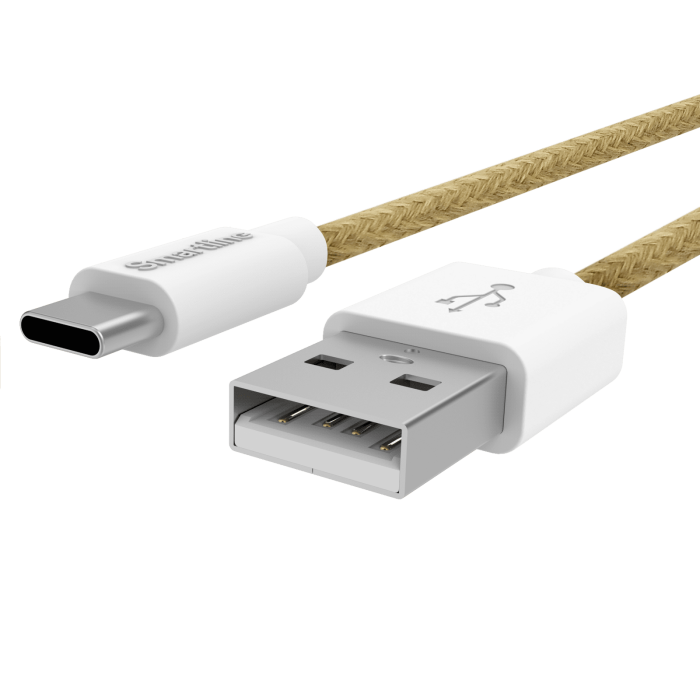 Bild 2, Smartline Smartline 2m 3A USB-C Fuzzy Laddningskabel Sand