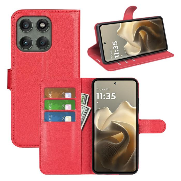 Bild 6,  Motorola Edge 60 Pro Fodral Litchi Läder Röd