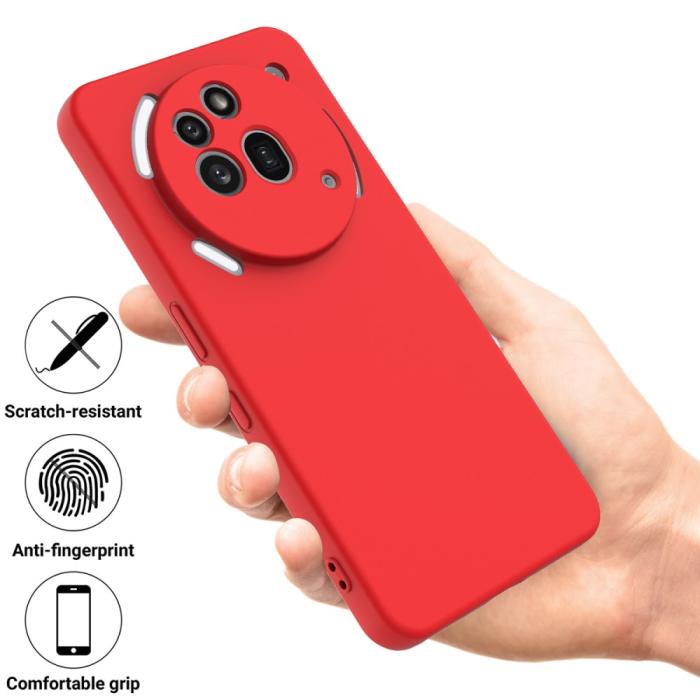 Bild 2,  Nothing Phone 3a Pro Skal Liquid Silikon Med Strap Röd