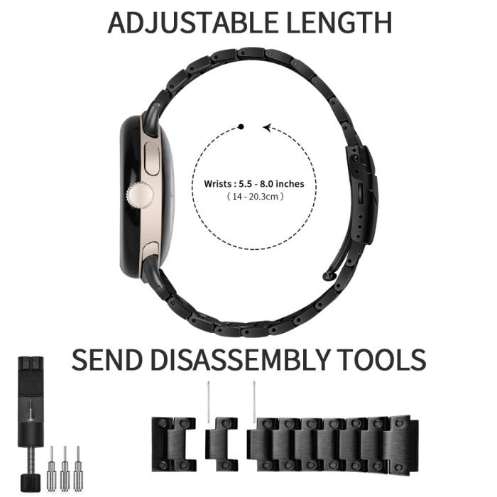 Bild 4,  Lyxigt Metallarmband Google Pixel Watch / Watch 2 Svart