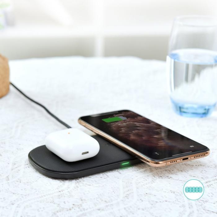 Bild 2, Choetech Choetech 10W 3A 2in1 Trådlös Qi Laddare för Mobil / Hörlurar Svart
