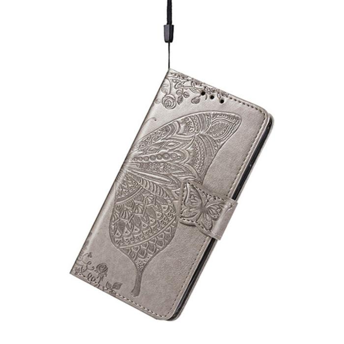 Bild 4,  Samsung Galaxy A16 Fodral Med Fjäril Tryck Grå