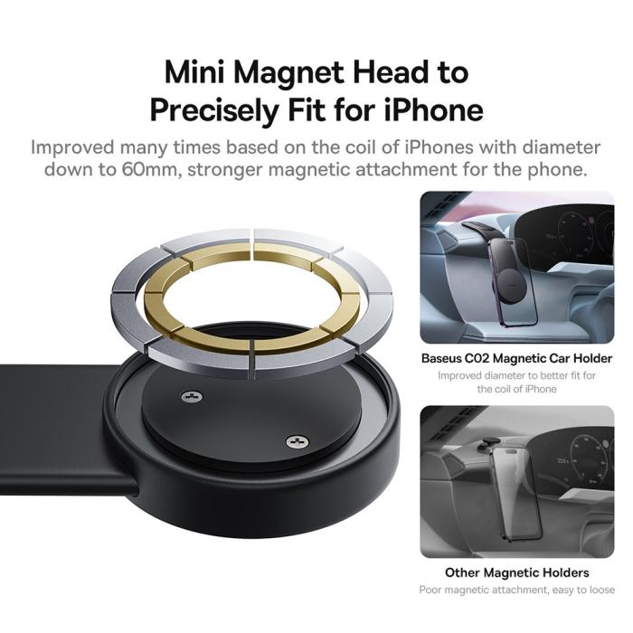 Bild 5, BASEUS Baseus MagSafe Mobilhållare Böjbar För Instrumentbräda Svart