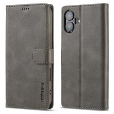 LC.IMEEKE LC.IMEEKE iPhone 16 Fodral L&auml;der Gr&aring;