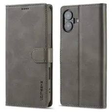 LC.IMEEKE LC.IMEEKE iPhone 16 Fodral L&auml;der Gr&aring;