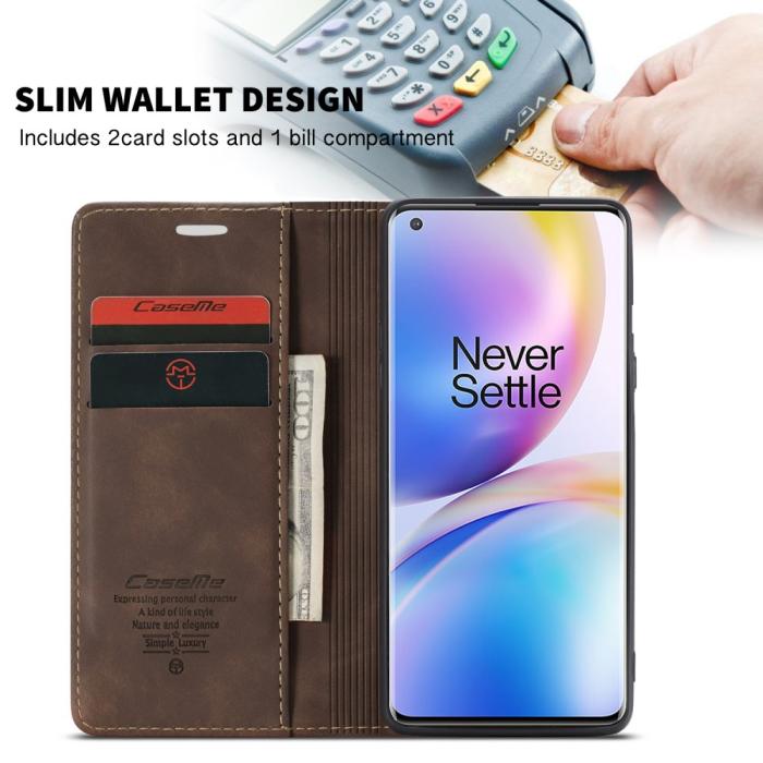 Bild 3, CASEME OnePlus 8 Pro - CASEME Plånboksfodral - Mörk Brun
