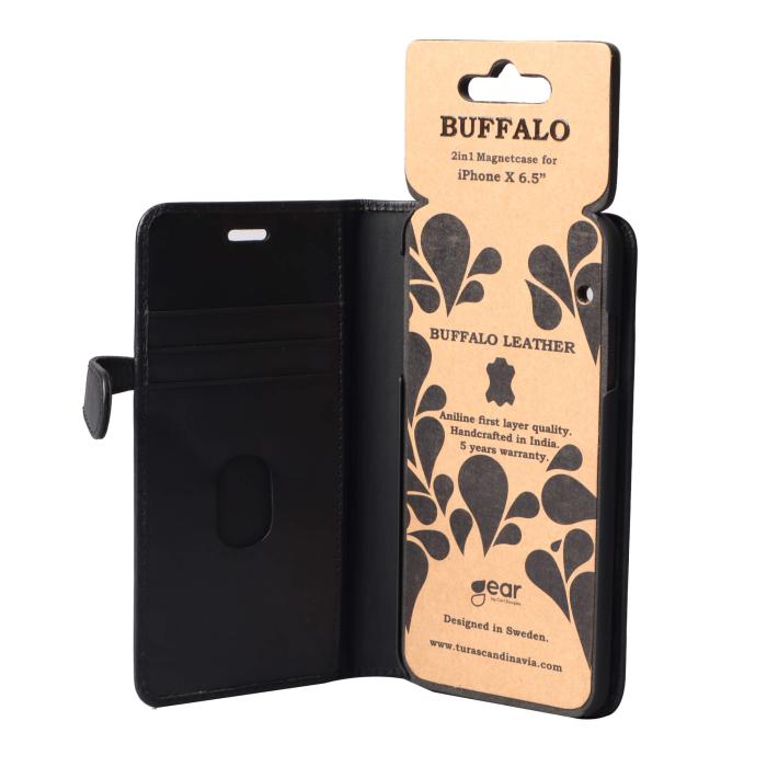 Bild 6, Buffalo Buffalo iPhone Xs Max Fodral 2in1 Äkta Läder Svart