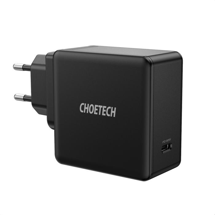 Bild 2, Choetech Choetech 60W USB-C PD Väggladdare Snabbladdning Svart