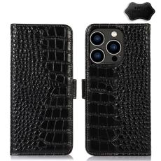  iPhone 15 Pro Max Fodral Krokodil Textur Svart