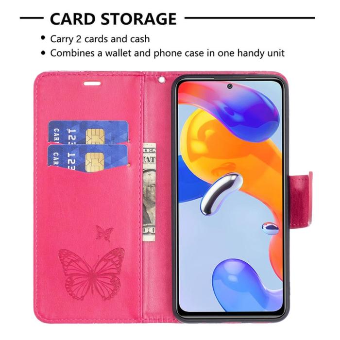 Bild 3,  Xiaomi Redmi 10 5G Fodral Butterfly Rosa