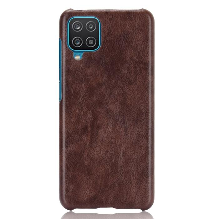 Bild 2,  Samsung Galaxy A12 - Läderbelagt Litchi Skal - Brun