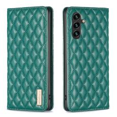 BINFEN BINFEN Galaxy A35 5G Fodral Flip Diamond L&auml;der Gr&ouml;n