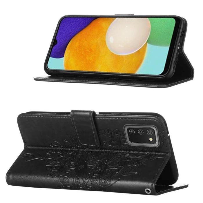 Bild 3,  Samsung Galaxy A03s Fodral Tryckt Butterfly Svart