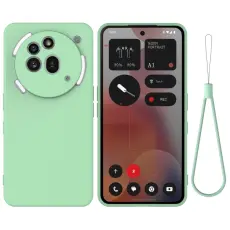  Nothing Phone 3a Pro Skal Liquid Silikon Med Strap Gr&ouml;n