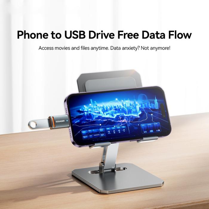 Bild 3, ESSAGER ESSAGER USB-C Till USB-A Adapter Grå
