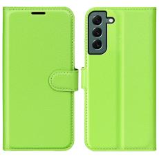  Samsung Galaxy S23 Plus Fodral Litchi L&auml;der Gr&ouml;n