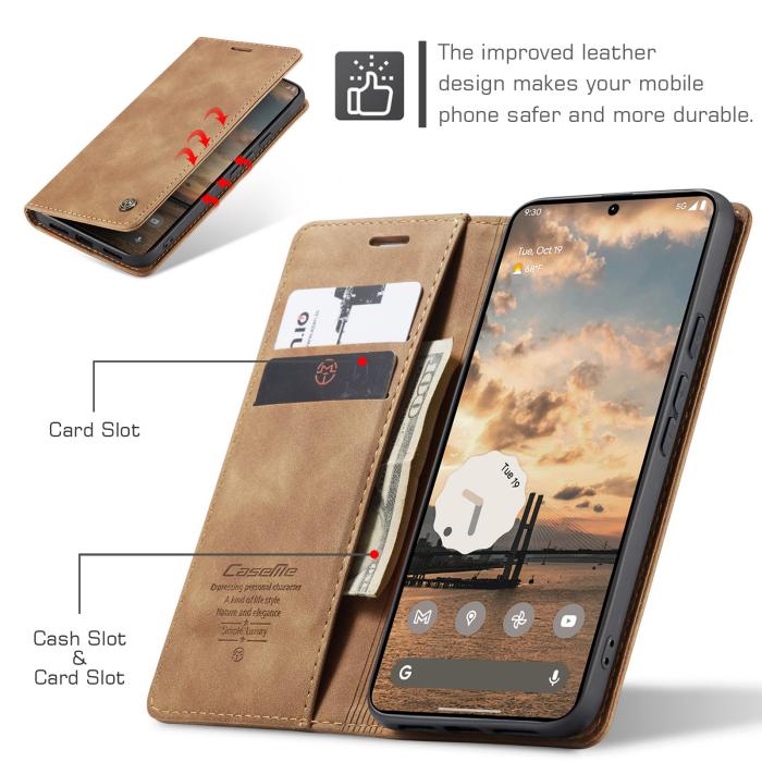 Bild 3, CASEME CASEME Google Pixel 11 / 11 Pro Fodral RFID Läder Brun