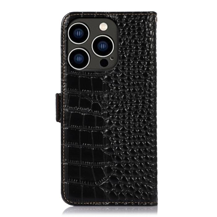 Bild 3,  iPhone 15 Pro Max Fodral Krokodil Textur Svart